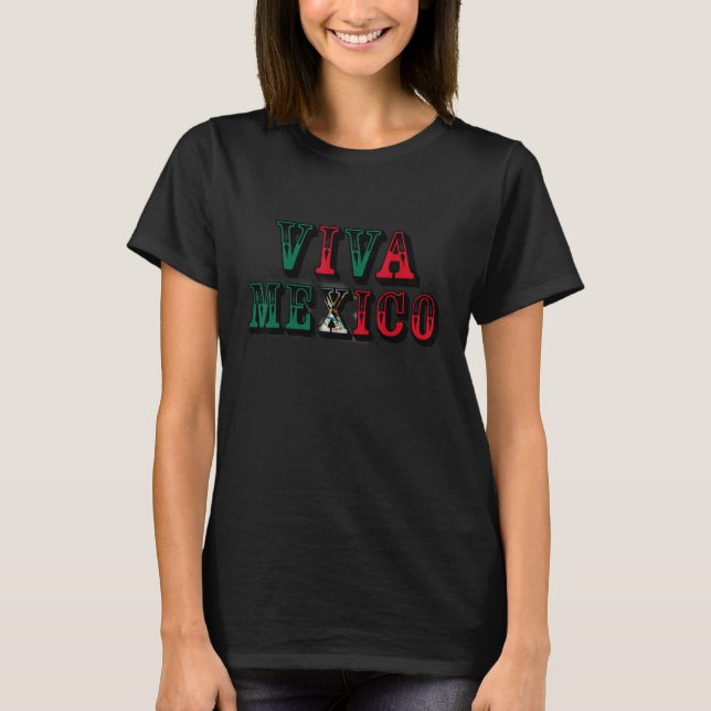 Vintage Viva Mexico Mexican Flag T-Shirt (Vorderseite)