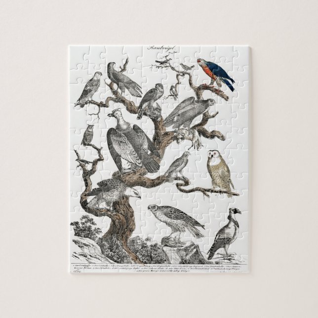 Vintage Vögel Altes Buch Illustration Kunst Puzzle (Vertikal)