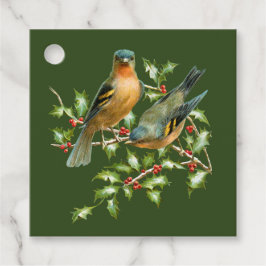 Vintage Vögel auf einem Weihnachtsgeschenk-Tag der Geschenkanhänger