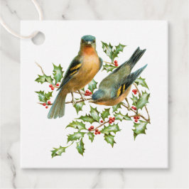 Vintage Vögel auf einem Weihnachtsgeschenk-Tag der Geschenkanhänger