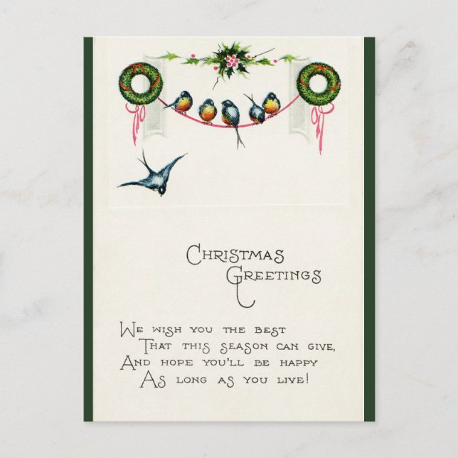 Vintage Vögel auf Weihnachten in Lissabon Postkarte (Vorderseite)