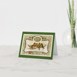 Vintage Vögel auf Zweigstellkarte Feiertagskarte