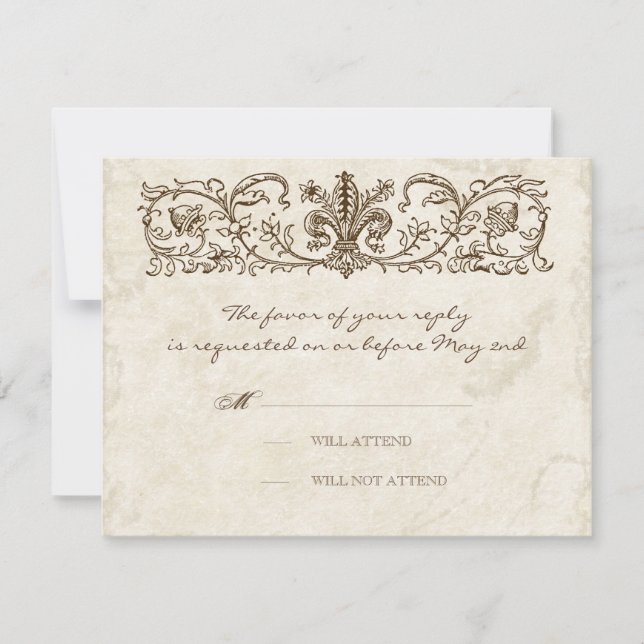 Vintage Vögel, Blaue Eier - Hochzeitskarte RSVP Karte (Vorderseite)