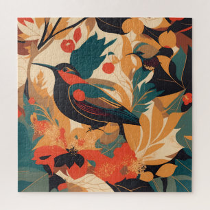 Vintage Vogel Blumen Blätter #2 Puzzle