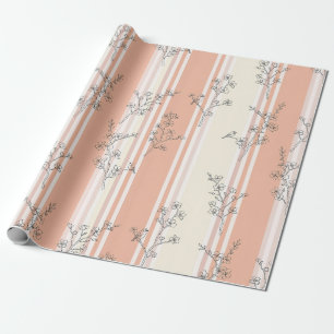 Vintage-Vogel-Blüten-Toile-Streifen (9) Geschenkpapier