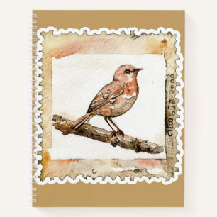 Vintage-Vogel-Briefmarke Cottagecore-Natur Notizbuch