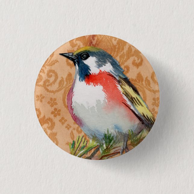 Vintage Vogel Button (Vorderseite)