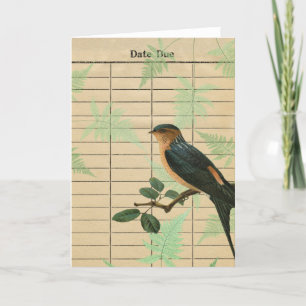 Vintage Vogel-Datums-passende Digital-Kunst Feiertagskarte