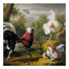 Vintage Vögel Die Kakerlaken kämpfen Poster