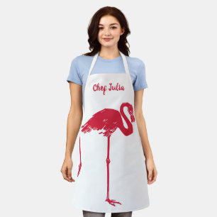 Vintage Vögel, ein rosa Flamingo mit einem Bein ho Schürze