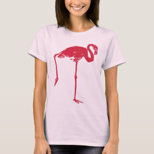 Vintage Vögel, ein rosa Flamingo mit einem Bein ho T-Shirt