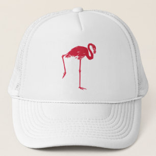 Vintage Vögel, ein rosa Flamingo mit einem Bein ho Truckerkappe