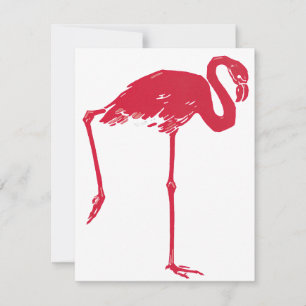 Vintage Vögel, ein rosafarbener Flamingo mit einem