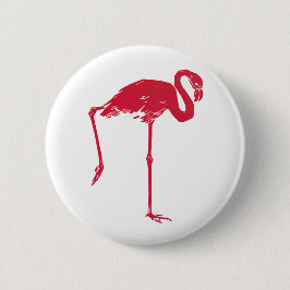 Vintage Vögel, ein rosafarbener Flamingo mit einem Button