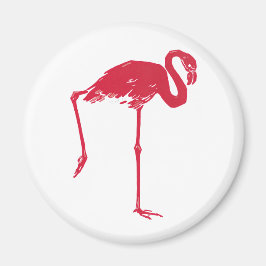 Vintage Vögel, ein rosafarbener Flamingo mit einem Magnet
