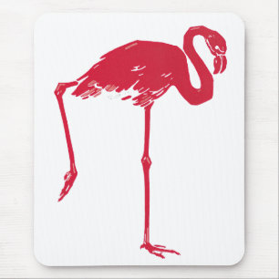 Vintage Vögel, ein rosafarbener Flamingo mit einem Mousepad