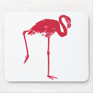 Vintage Vögel, ein rosafarbener Flamingo mit einem Mousepad