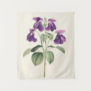 Vintage-Vogel-Fuß-Veilchen-Botanikdruck Blumen Wandteppich