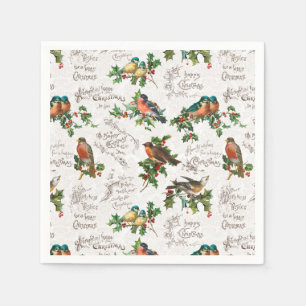 Vintage Vögel, Heilige Weihnachten und Grüße Serviette