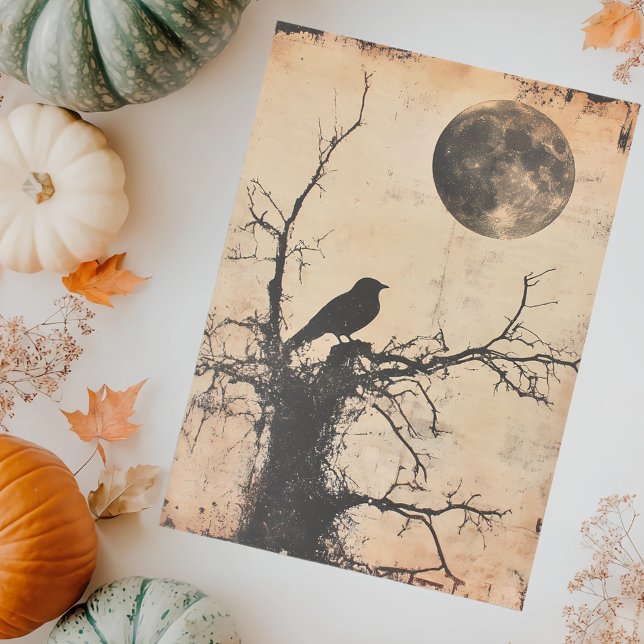 Vintage Vogel im Baum & Mond Decoupage  Seidenpapier (Von Creator hochgeladen)