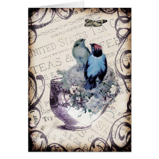 Vintage Vögel im Teacup