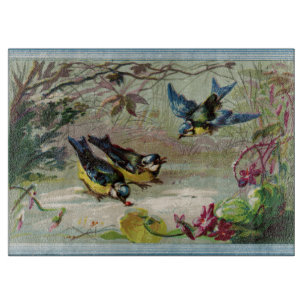 Vintage Vögel in der Schneeglaschnische Schneidebrett