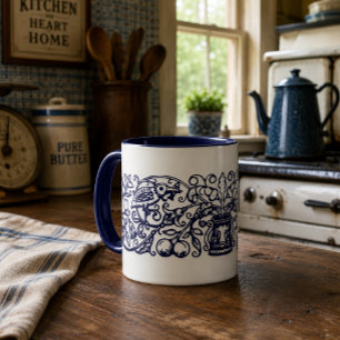 Vintage Vögel in fruchttragenden und blühenden Bäu Tasse
