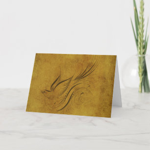 Vintage-Vogel-Kalligrafie auf Gold Karte