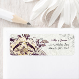 Vintage Vögel, Lila- und Koralleneiche