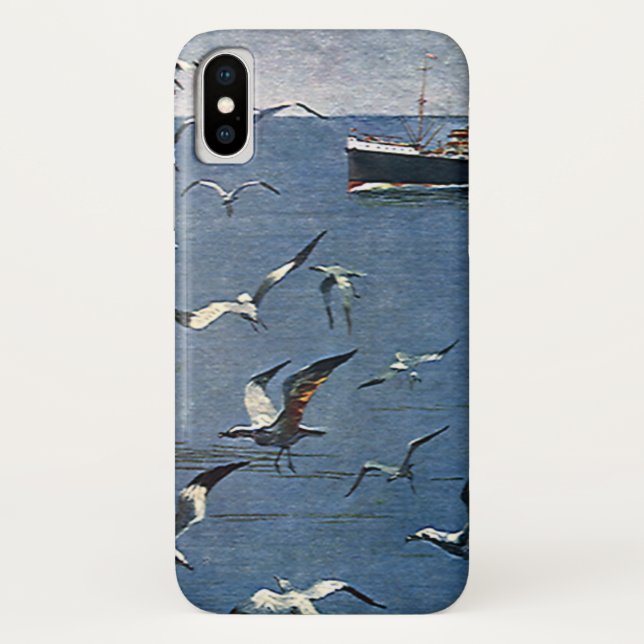 Vintage Vögel, Möwen und Fischerboote Case-Mate iPhone Hülle (Rückseite)