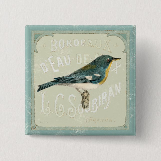 Vintage Vogel nach rechts gerichtet Button (Vorderseite)
