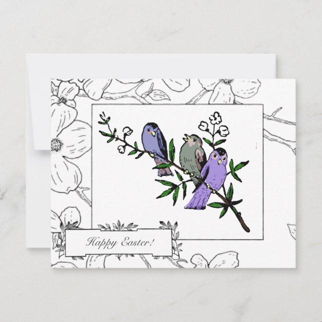 Vintage Vögel Ostergrüße Feiertagskarte (Vorderseite)