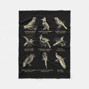Vintage Vögel Retro Vogelarten Natur Wildtiere B Fleecedecke