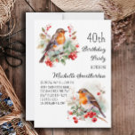 Vintage Vögel Robin RedBrust 40. Einladung<br><div class="desc">Party Einladung zum 40. Geburtstag mit Gemälden von hübschen kleinen Robins,  die in den Zweigen eines Baumes mit roten Beeren und grünen Blätter sitzen. Kontaktieren Sie mich,  um Hilfe bei Ihren Anpassungen zu erhalten oder um zusätzliche Matching oder Koordination von Zazzle Produkten für Ihre Feier zu beantragen.</div>