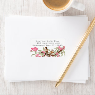 Vintage-Vögel Rosa Kirschblüten RSVP Adressaufkleber