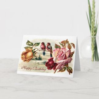 Vintage Vogel-Rose Geburtstagskarte Karte