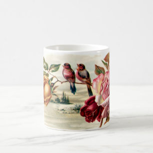 Vintage Vogel-Rosen-Schale Kaffeetasse