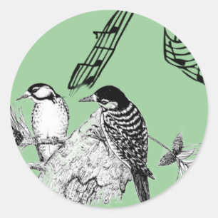 Vintage Vögel Runder Aufkleber