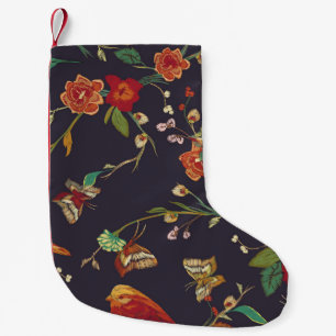 Vintage Vogel, Schmetterling, Stickerei Wasserfarb Kleiner Weihnachtsstrumpf