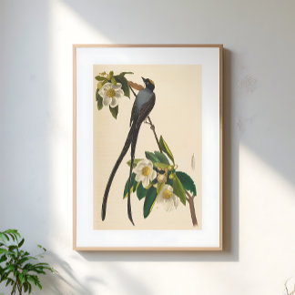 Vintage Vogel Schwalbenschwanz-Blumenillustration Poster