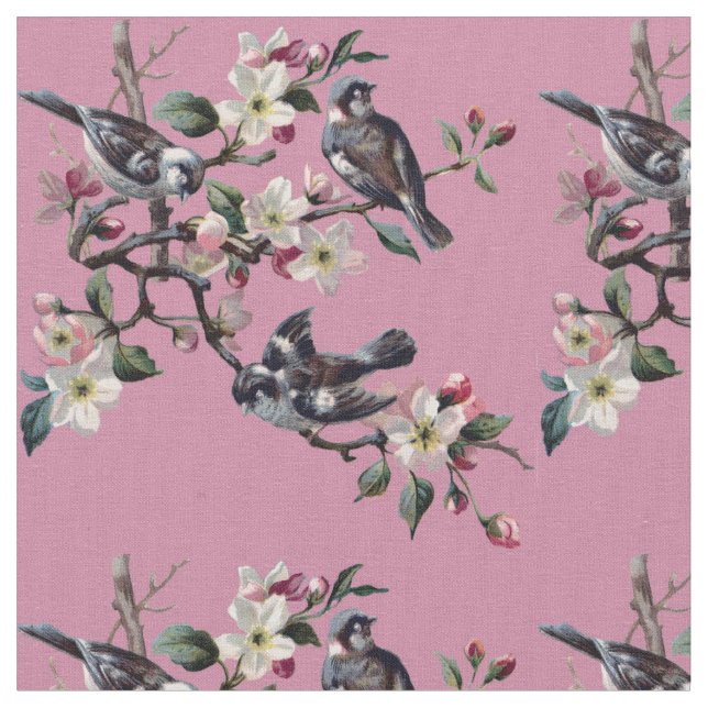 Vintage Vögel Stoff (Nahaufnahme)