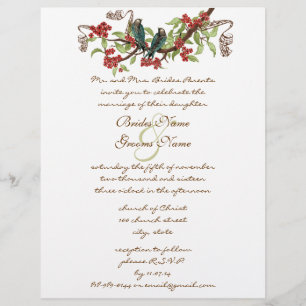 Vintage-Vogel-Türkis- und Rot-Hochzeitskarten