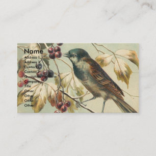 Vintage Vogel und Beeren Visitenkarte