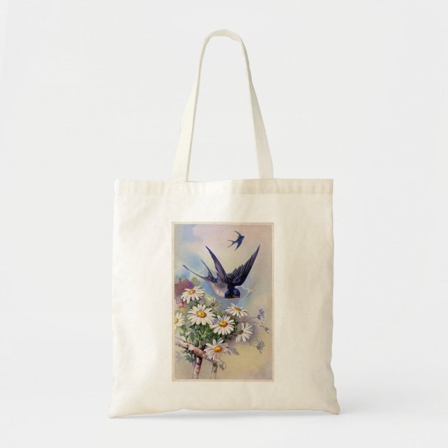 Vintage Vögel und Blume zu Tasche (Vorne)