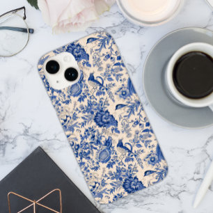 Vintage Vögel und Blumen Blau Toile Case-Mate iPhone 14 Hülle