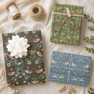 Vintage Vögel und Blumen William Morris Muster Geschenkpapier Set