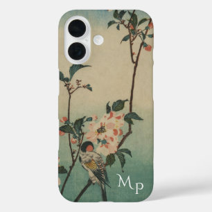Vintage-Vogel- und Blütenillustrations-Monogramm iPhone 16 Hülle