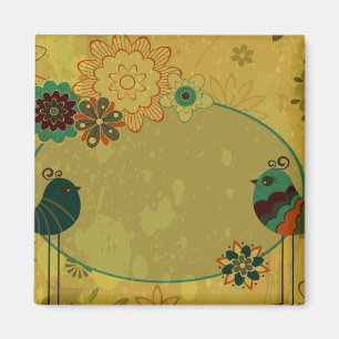 vintage Vögel und florales Design Magnet