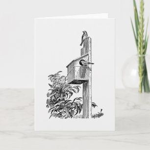 Vintage Vögel und Geburtshaus-Grußkarte Karte