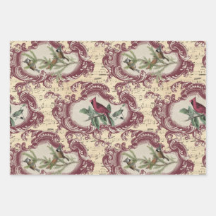 Vintage Vögel und Noten Geschenkpapier Set